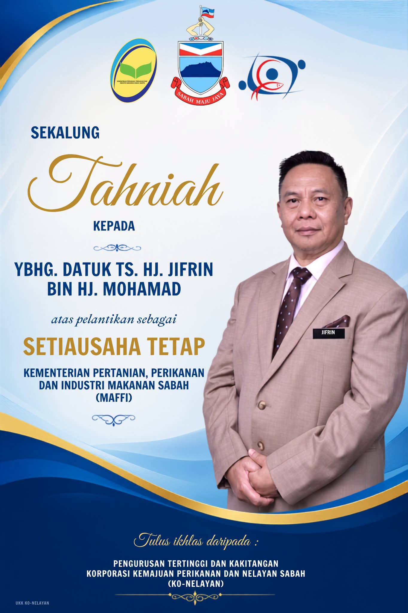 Pelantikan Sebagai Setiausaha Tetap, Kementerian Pertanian, Perikanan dan Industri Makanan Sabah